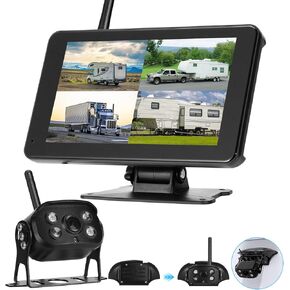كاميرا احتياطية Wirleess - كاميرا احتياطية Rv مع تنبيه BSD - كاميرا احتياطية للرؤية الليلية للشاحنة.Rv مع شاشة 7 بوصات HD 1080P، وكاميرا عكسية مقاومة للماء IP69 للمركبات الترفيهية والمقطورة والكاميرات وسلامة المركبات in Kuwait