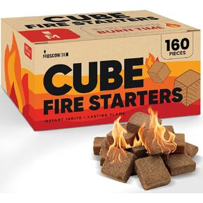 مكعبات إشعال النار من موسكو - ميكس (160 قطعة) مشعلات إشعال كبيرة للشواية، حرائق المخيمات، المدفأة، مشعل الفحم، الشواء، موقد الخشب، حفر النار - مكعبات أخف - عديمة الرائحة، مقاومة للماء، مربعات إشعال النار in Kuwait