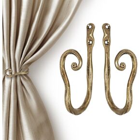 Curtain Holdbacks Hand-Forged Vintage Silver Curtain Tiebacks Wall Mounted, Heavy Duty Metal Curtain Hooks for Drapes for Living Room & Bedroom in Saudi Arabia