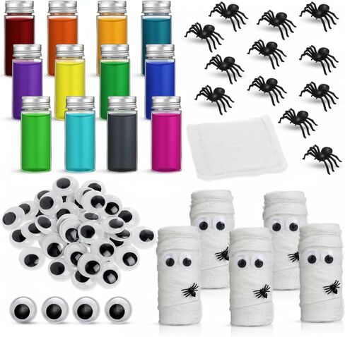 Soulchen 12 Pcs Halloween Plastic Candy Tubes Set with Mini Witch Hat Mini Brooms Halloween Candy Jars Potion Bottles with Lids for DIY Crafts Gift(Small) in Saudi Arabia