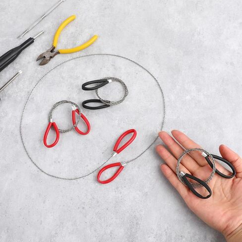 4 Pcs Stainless Steel Cable Saw, Metal Wire Saw Emergency Hand Pocket Survival String Rope Wire Saws PVC Cable Saws for Home Hiking Hunting Camping, 27.56 Inch (Red and Black) in Saudi Arabia