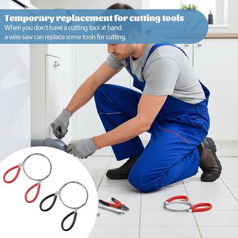 4 Pcs Stainless Steel Cable Saw, Metal Wire Saw Emergency Hand Pocket Survival String Rope Wire Saws PVC Cable Saws for Home Hiking Hunting Camping, 27.56 Inch (Red and Black) in Saudi Arabia