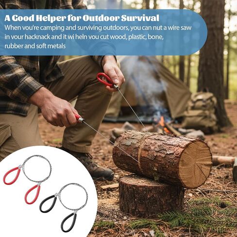 4 Pcs Stainless Steel Cable Saw, Metal Wire Saw Emergency Hand Pocket Survival String Rope Wire Saws PVC Cable Saws for Home Hiking Hunting Camping, 27.56 Inch (Red and Black) in Saudi Arabia
