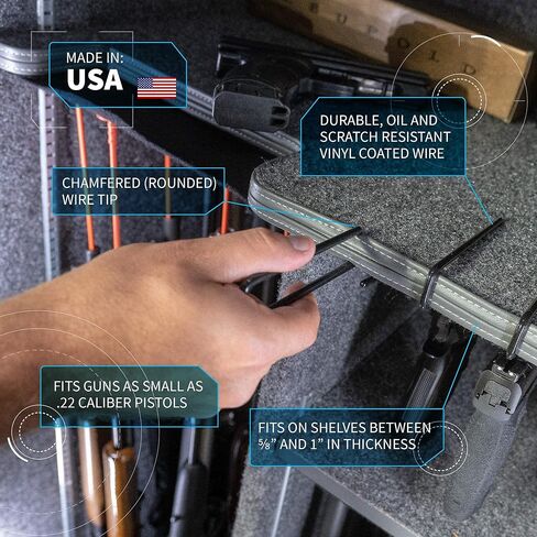 Gun Storage Solutions Handgun Hangers All Styles- Vinyl Coated Steel Hangers, Fit 22 Caliber and UP in Kuwait