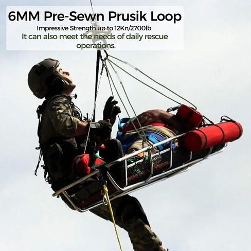 حلقة Prusik Loop 6 مم بنية هجينة من النايلون والأراميد - 12 كيلو نيوتن/2700 رطل MBS - مقاومة للحرارة - مثالية للتسلق وتسلق الجبال والأعمال الجوية وتقليم الأشجار والإنقاذ in Kuwait