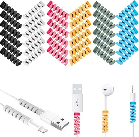 36 PCS Cable Protectors, USB Wire Protector for iPhone iPad Android Charger End, Silicone Cable Wrap Accessories for Headphone Earphone in Saudi Arabia