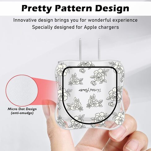 CameCosy Charger Cable Protector Set Compatible with iPhone 18/20W Power Adapter, Data Cable Wire Saver for USB Type-C/L, Charging Protector Charger Plug with Cute Ink Wave Pattern for Girls in Kuwait
