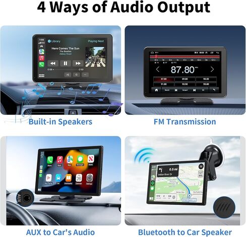 شاشة CarPlay للسيارة، CarPlay لاسلكية مقاس 9 بوصات ونظام Android Auto - شاشة لمس ذكية محمولة مع بلوتوث/FM، وصلة مرآة، التحكم الصوتي، نظام تحديد المواقع العالمي (GPS)، مكالمات بدون استخدام اليدين، شاشة تشغيل السيارة للتوصيل والتشغيل in Kuwait