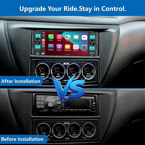 ستيريو سيارة راديو Din واحد مع Apple CarPlay، راديو شاشة تعمل باللمس Din واحد، راديو السيارة بلوتوث يدعم Android Auto، وصلة مرآة، راديو السيارة مع كاميرا احتياطية GPS USB ونوع C FM/AM SWC EQ MIC in Kuwait