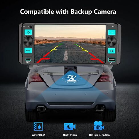 ستيريو سيارة راديو Din واحد مع Apple CarPlay، راديو شاشة تعمل باللمس Din واحد، راديو السيارة بلوتوث يدعم Android Auto، وصلة مرآة، راديو السيارة مع كاميرا احتياطية GPS USB ونوع C FM/AM SWC EQ MIC in Kuwait