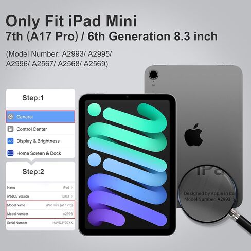 حافظة لوحة مفاتيح Cousper لجهاز iPad mini 7 A17 Pro 2024/ iPad mini 6 Generation 2021 8.3 بوصة مع لوحة تتبع متعددة اللمس، غطاء دوار 360 درجة مع لوحة مفاتيح بإضاءة خلفية قوس قزح لجهاز iPad mini 7/6th Gen، فضي in Kuwait