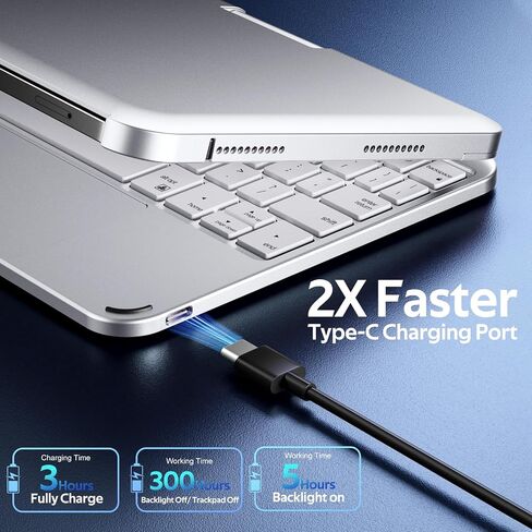 حافظة لوحة مفاتيح Cousper لجهاز iPad mini 7 A17 Pro 2024/ iPad mini 6 Generation 2021 8.3 بوصة مع لوحة تتبع متعددة اللمس، غطاء دوار 360 درجة مع لوحة مفاتيح بإضاءة خلفية قوس قزح لجهاز iPad mini 7/6th Gen، فضي in Kuwait