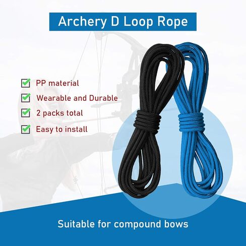 2 Pieces Archery D Loop Rope 10 Feet Archery Bowstring Serving Thread Release Material Nocking D Loop Rope String(Black and Red) in Saudi Arabia