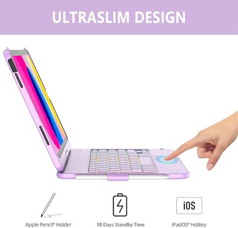 CC Store لجهاز iPad (A16) حافظة الجيل الحادي عشر مع لوحة مفاتيح - 7 ألوان خلفية 360 درجة دوارة متعددة اللمس لقلم iPad 11 بوصة A16 2025 الجيل العاشر 10.9 بوصة 2022 (ذهبي وردي) in Kuwait