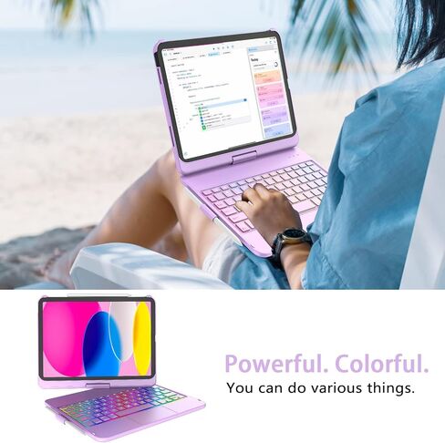 CC Store لجهاز iPad (A16) حافظة الجيل الحادي عشر مع لوحة مفاتيح - 7 ألوان خلفية 360 درجة دوارة متعددة اللمس لقلم iPad 11 بوصة A16 2025 الجيل العاشر 10.9 بوصة 2022 (ذهبي وردي) in Kuwait