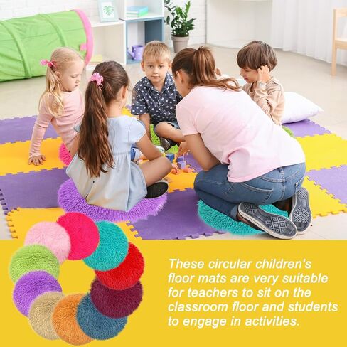 30 Pcs Kids Crazy Carpet Circle Seats 16 Inch Round Floor Mat Kids Floor Cushions Soft Colorful Educational Classroom Rug for School Home Group Activity Learning Marker Playing Areas in Saudi Arabia