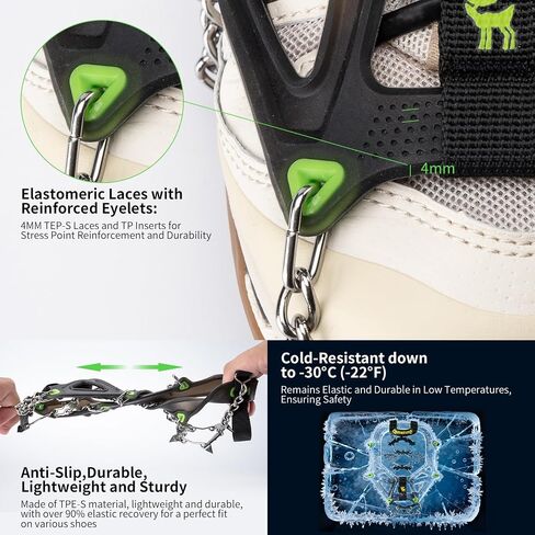 Crampons Ice Cleats for Shoes and Boots Ice Cleats Traction Snow Grips Men Women 22 Anti Slip Stainless Steel Spikes for Hiking Climbing Walking Fishing Mountaineering Jogging in Saudi Arabia