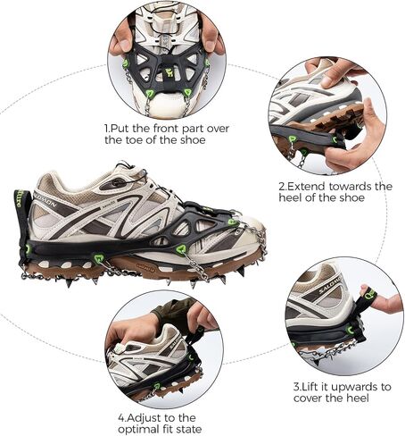 Crampons Ice Cleats for Shoes and Boots Ice Cleats Traction Snow Grips Men Women 22 Anti Slip Stainless Steel Spikes for Hiking Climbing Walking Fishing Mountaineering Jogging in Saudi Arabia