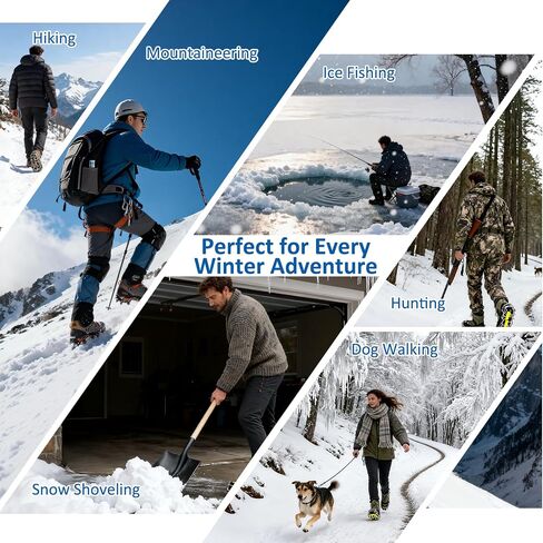 Ice Cleats for Shoes and Boots, 19 Stainless Steel Spikes Crampons, Anti-Slip Snow Shoes Microspikes for Hiking, Climbing Gear, Ice Fishing Gear, Boot Chains for Winter Walking in Saudi Arabia