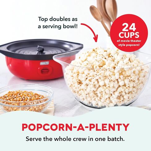 DASH SmartStore™ Stirring Popcorn Maker, 3QT Hot Oil Electric Popcorn Machine with Clear Bowl, 12 Cups - Aqua in Saudi Arabia