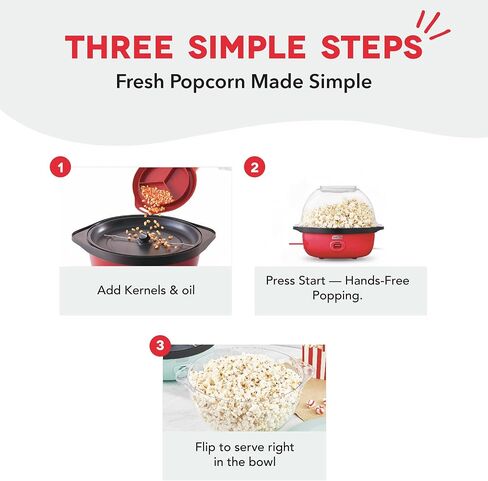 DASH SmartStore™ Stirring Popcorn Maker, 3QT Hot Oil Electric Popcorn Machine with Clear Bowl, 12 Cups - Aqua in Saudi Arabia