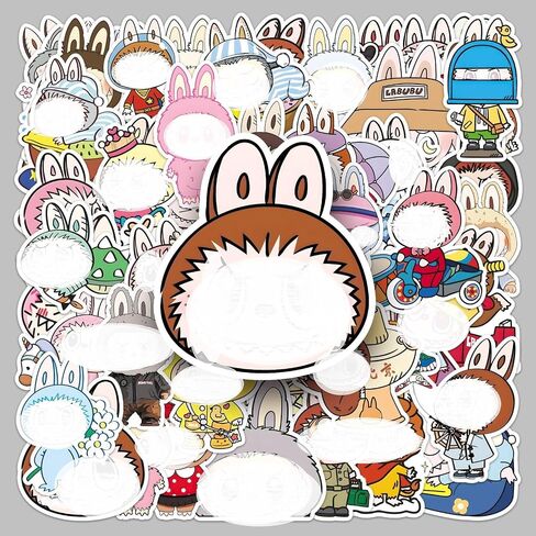 8 Sheets for LABUBU Stickers Make-a-Face Stickers Large Size, Mixed & Matched 8 Characters with Interchangeable Eyes & Mouths Waterproof Vinyl for DIY Party Favors (2IN - 100 PCS) in Saudi Arabia