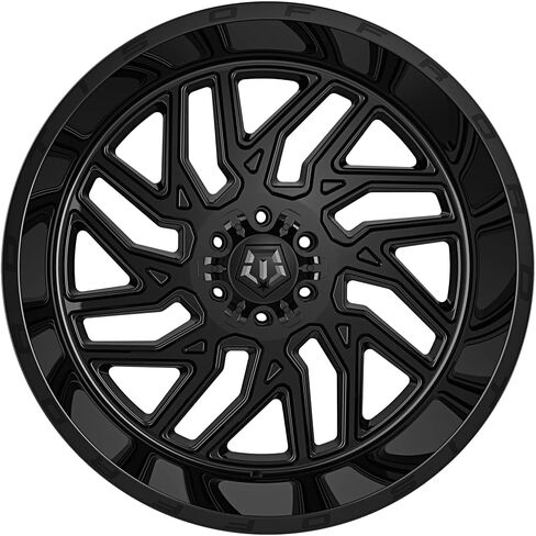 TIS 544BM 24X14 أسود لامع مع عجلة لمسات مطحونة - 5X5.00 / 5X5.50 نمط مسمار، إزاحة 83 مم، تجويف المحور 78.1 مم in Kuwait