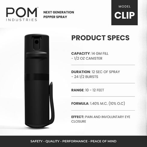 مشبك وسلسلة مفاتيح من POM Pepper Spray Combo - أقصى قوة OC Spray للدفاع عن النفس - تصميم تكتيكي مدمج وآمن - 25 طلقة ونطاق 10 أقدام - نمط رش متدفق in Kuwait