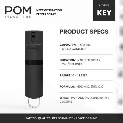 مشبك وسلسلة مفاتيح من POM Pepper Spray Combo - أقصى قوة OC Spray للدفاع عن النفس - تصميم تكتيكي مدمج وآمن - 25 طلقة ونطاق 10 أقدام - نمط رش متدفق in Kuwait