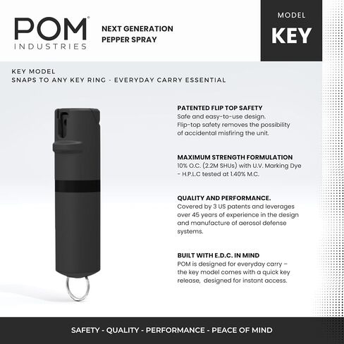 مشبك وسلسلة مفاتيح من POM Pepper Spray Combo - أقصى قوة OC Spray للدفاع عن النفس - تصميم تكتيكي مدمج وآمن - 25 طلقة ونطاق 10 أقدام - نمط رش متدفق in Kuwait