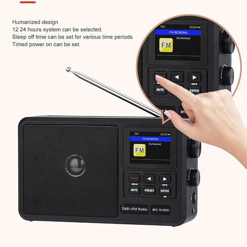 Portable DAB FM Radio, Battery Operated or AC Power, Big Speaker, Radio with Bluetooth, LCD Screen Display, for Gift, Elder, Home (US Plug 100-240V) in Saudi Arabia