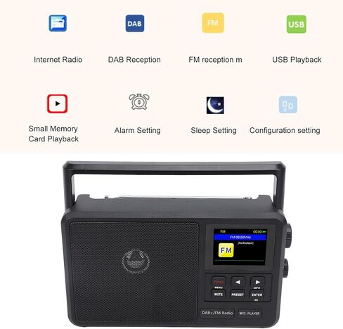 Portable DAB FM Radio, Battery Operated or AC Power, Big Speaker, Radio with Bluetooth, LCD Screen Display, for Gift, Elder, Home (US Plug 100-240V) in Saudi Arabia