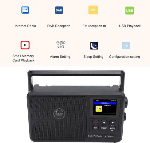 Portable DAB FM Radio, Battery Operated or AC Power, Big Speaker, Radio with Bluetooth, LCD Screen Display, for Gift, Elder, Home (US Plug 100-240V) in Saudi Arabia