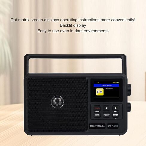 Portable DAB FM Radio, Battery Operated or AC Power, Big Speaker, Radio with Bluetooth, LCD Screen Display, for Gift, Elder, Home (US Plug 100-240V) in Saudi Arabia