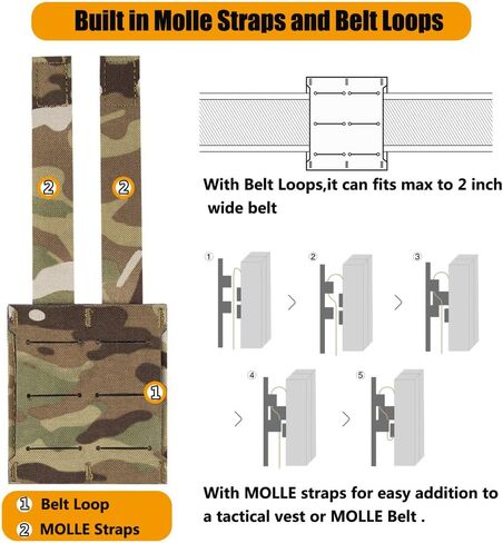 KRYDEX Single/Double Pistol Mag Pouch, Nylon Magazine Pouch 9mm with Quick Release Magazine Pouch Insert in Saudi Arabia
