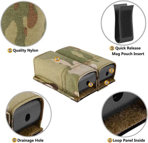 KRYDEX Single/Double Pistol Mag Pouch, Nylon Magazine Pouch 9mm with Quick Release Magazine Pouch Insert in Saudi Arabia