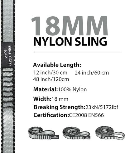 18MM Nylon Climbing Sling Runner - 23KN CE2008/EN566 Certified Outdoor Climbing Webbing for Rock Climbing, Rappelling, Mountaineering, Swing Gear, Outdoor Adventures & Emergency Anchoring in Saudi Arabia