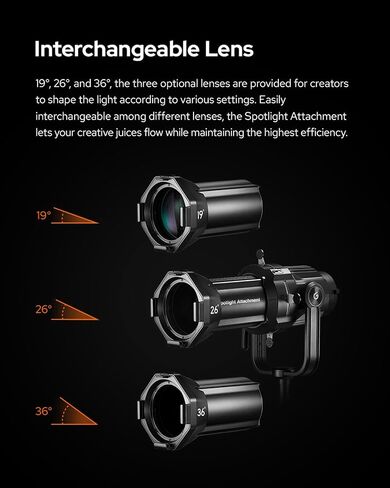 Godox VSA-19K Spotlight Attachment Optical Conical Snoot Concentrator with 19° Lens Kit for Bowens Mount Studio Strobe Monolight Flash and LED Continuous Light in Saudi Arabia
