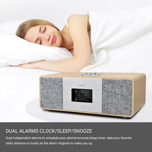 LEMEGA MSY3 Music System,WiFi Internet Radio,FM Digital Radio,Spotify Connect,Bluetooth Speaker,Stereo Sound,Wooden Box,Headphone-Out,Alarms Clock,40 Pre-Sets,Full Remote and App Control - White Oak in Saudi Arabia