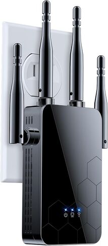 معزز إنترنت موسع WiFi، مضخم صوت أجهزة التوجيه اللاسلكية طويلة المدى، شبكة Wi-Fi أسرع بنسبة 80% | أوسع من أي وقت مضى، 1 انقر فوق الإعداد، ودعم المزيد من أجهزة الشبكة في المنزل in Kuwait