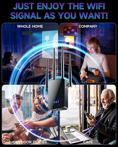 معزز إنترنت موسع WiFi، مضخم صوت أجهزة التوجيه اللاسلكية طويلة المدى، شبكة Wi-Fi أسرع بنسبة 80% | أوسع من أي وقت مضى، 1 انقر فوق الإعداد، ودعم المزيد من أجهزة الشبكة في المنزل in Kuwait