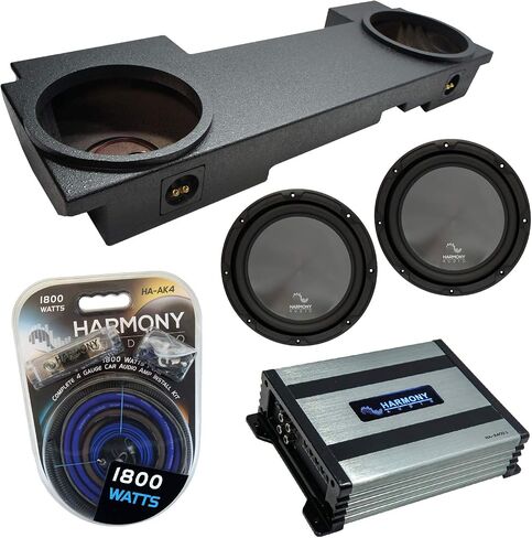 Harmony Audio Compatible with 2002-2013 Cadillac Escalade EXT Underseat Harmony Bundle R124 Dual 12 Rhino Coated Sub Box & HA-A400.1 in Saudi Arabia