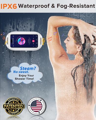 3rd GEN Shower Phone Holder Waterproof & Anti-Fog, HD Touch Screen, Enhanced Sound, Retractable 480° Adjustable Phone Holder for Shower, Kitchen, Easy Install, Perfect for 4-7 inch Phones in Saudi Arabia