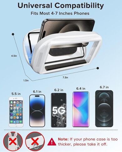 3rd GEN Shower Phone Holder Waterproof & Anti-Fog, HD Touch Screen, Enhanced Sound, Retractable 480° Adjustable Phone Holder for Shower, Kitchen, Easy Install, Perfect for 4-7 inch Phones in Saudi Arabia