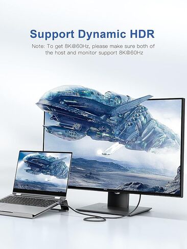 3.3ft/1M DP to DP 1.4 UHD Speed DisplayPort Cable (8K@60Hz, 4K@144Hz, HDR), Supports HBR3 32.4Gbps HDCP, Braided for TV, Monitor, Gaming PC, Laptop in Saudi Arabia