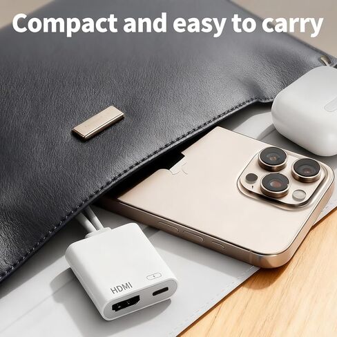 محول USB-C وLightning إلى HDMI لجهاز iPhone iPad إلى التلفزيون [معتمد من MFi]، شاشة مزامنة 4K@60 هرتز Apple Lightning إلى محول AV الرقمي مع منفذ شحن 100 واط لجهاز iPhone 17/16/15/iPad/MacBook إلى HDTV in Saudi Arabia