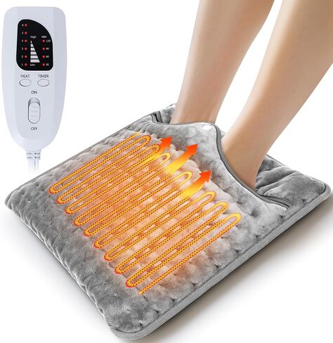 Qoosea Electric Heated Foot Warmers for Men and Women 16"x16" Double Layer with 6 Temperature & 4 Timer Settings Fast Heating for Home Office Under Desk Bed Machine Washable Feet Warmers in Saudi Arabia