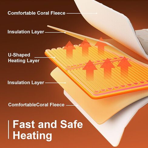 Qoosea Electric Heated Foot Warmers for Men and Women 16"x16" Double Layer with 6 Temperature & 4 Timer Settings Fast Heating for Home Office Under Desk Bed Machine Washable Feet Warmers in Saudi Arabia