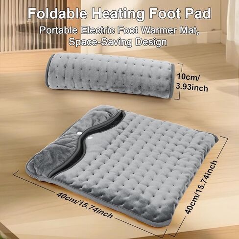 Qoosea Electric Heated Foot Warmers for Men and Women 16"x16" Double Layer with 6 Temperature & 4 Timer Settings Fast Heating for Home Office Under Desk Bed Machine Washable Feet Warmers in Saudi Arabia