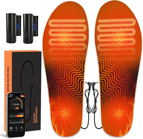 Heated Insoles, Rechargeable Foot Warmer with Battery, Plantar Fasciitis Insoles, Heavy Duty High Arch Support Orthotic Insoles for Plantar Fasciitis Pain Relief, Control Temperature, for Men Women, L in Saudi Arabia